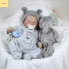 Noah Grey Reborn Baby Boy Doll – 17-Inch Realistic Lifelike Newborn with Weighted Cloth Body, Hand-Painted Details, Magnetic Pacifier & Bottle Gift Set