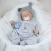 Noah Grey Reborn Baby Boy Doll – 17-Inch Realistic Lifelike Newborn with Weighted Cloth Body, Hand-Painted Details, Magnetic Pacifier & Bottle Gift Set