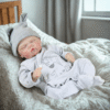 Noah Grey Reborn Baby Boy Doll – 17-Inch Realistic Lifelike Newborn with Weighted Cloth Body, Hand-Painted Details, Magnetic Pacifier & Bottle Gift Set