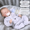Noah Grey Reborn Baby Boy Doll – 17-Inch Realistic Lifelike Newborn with Weighted Cloth Body, Hand-Painted Details, Magnetic Pacifier & Bottle Gift Set