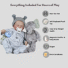 Noah Grey Reborn Baby Boy Doll – 17-Inch Realistic Lifelike Newborn with Weighted Cloth Body, Hand-Painted Details, Magnetic Pacifier & Bottle Gift Set