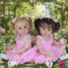 Aubrey Rose and Happy Dance reborn toddler dolls twinning in matching pink princess outfits and bows