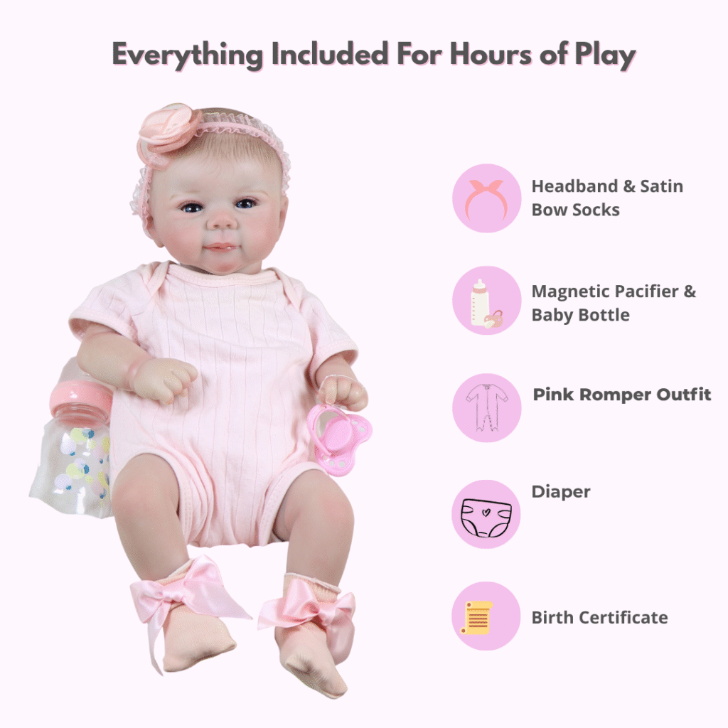 Rosie Mae Reborn Baby Doll – 17-Inch Realistic Newborn Girl with Hand-Painted Vinyl Details and Weighted Body