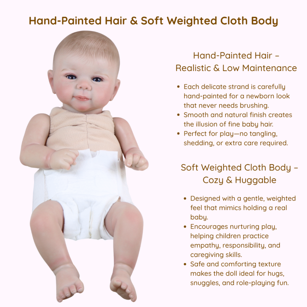 Rosie Mae Reborn Baby Doll – 17-Inch Realistic Newborn Girl with Hand-Painted Vinyl Details and Weighted Body