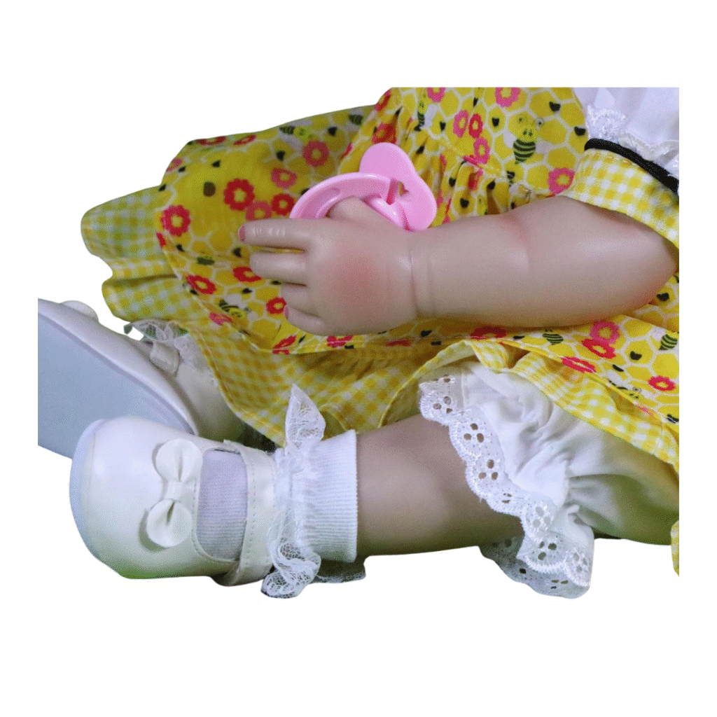 Bella Sunshine Reborn Toddler Doll – 22-Inch Realistic Full Vinyl Girl with Brown Hair and Floral Dress