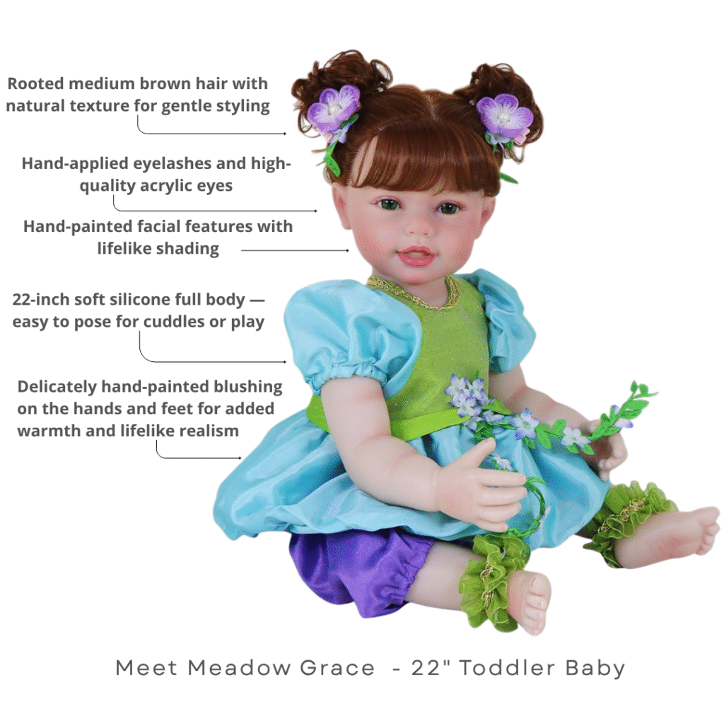 Meadow Grace Reborn Baby Doll – 22-Inch Lifelike Full Silicone Vinyl Beauty