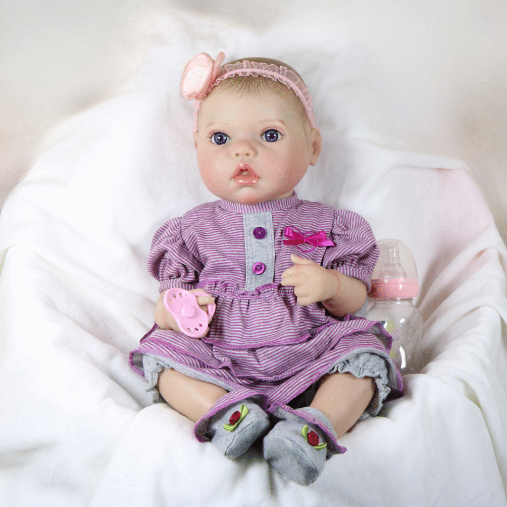 Violet Anne Reborn Baby Girl Doll – 18-Inch Realistic Full Vinyl Newborn with Hand-Painted Hair and Weighted Body for Lifelike Play