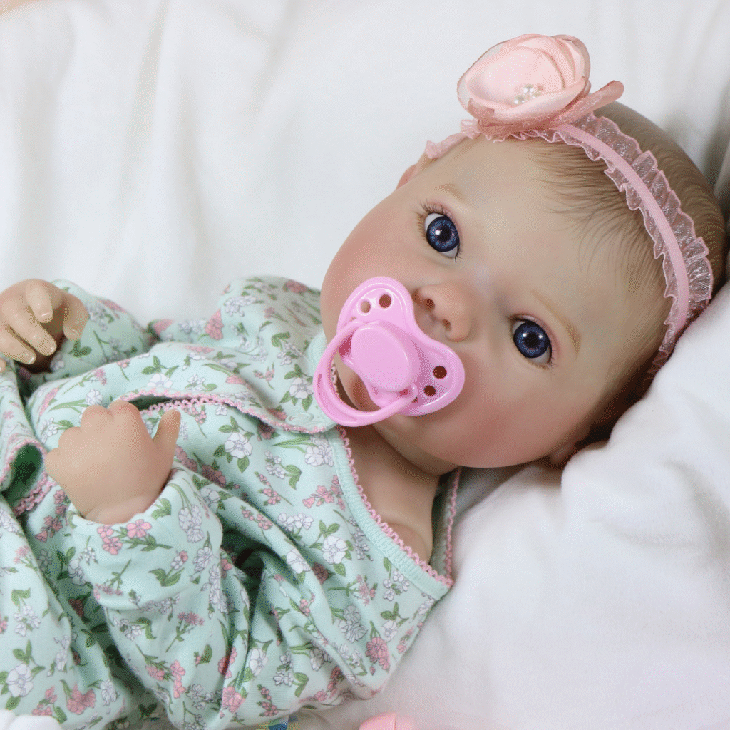 Emma Rose Reborn Baby Girl Doll – 18-Inch Realistic Full Vinyl Newborn with 3D Printed Face, Outfit, Pacifier & Bottle Gift Set