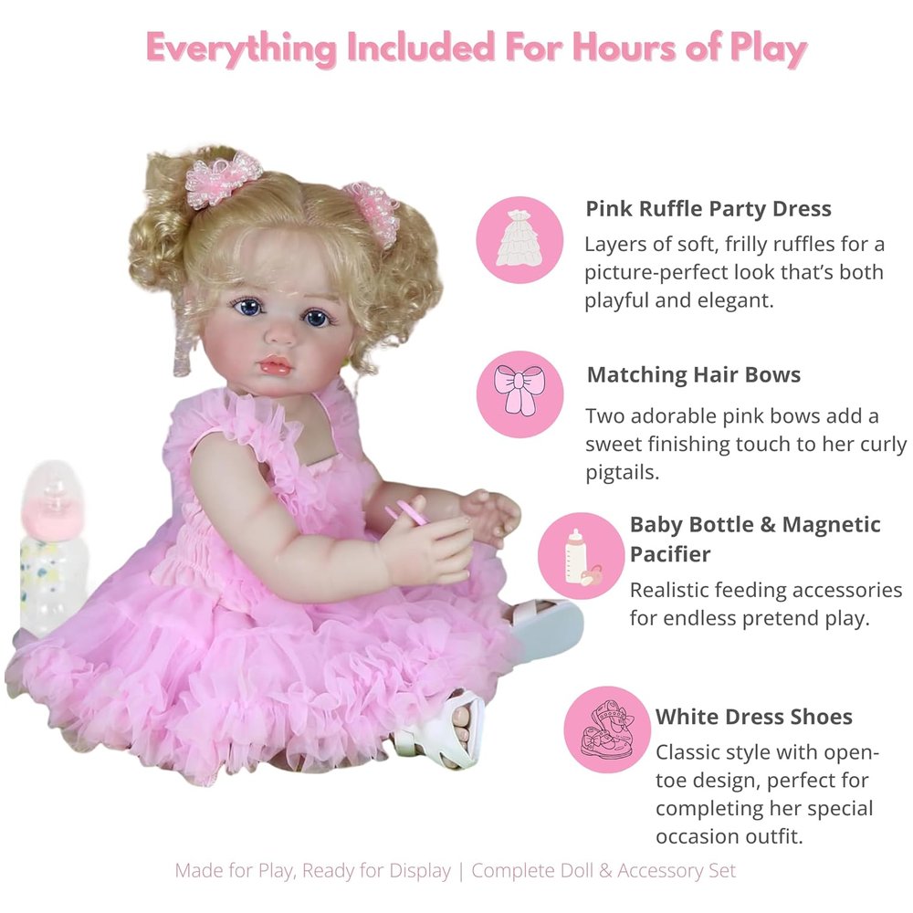 Aubrey Rose – 22-Inch Realistic Reborn Toddler Girl Doll with Blonde Rooted Hair