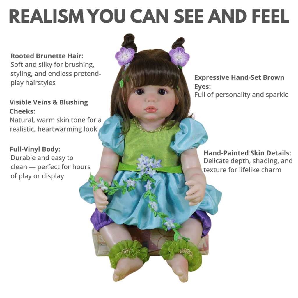 Meadow Grace Reborn Baby Doll – 22-Inch Lifelike Full Silicone Vinyl Beauty