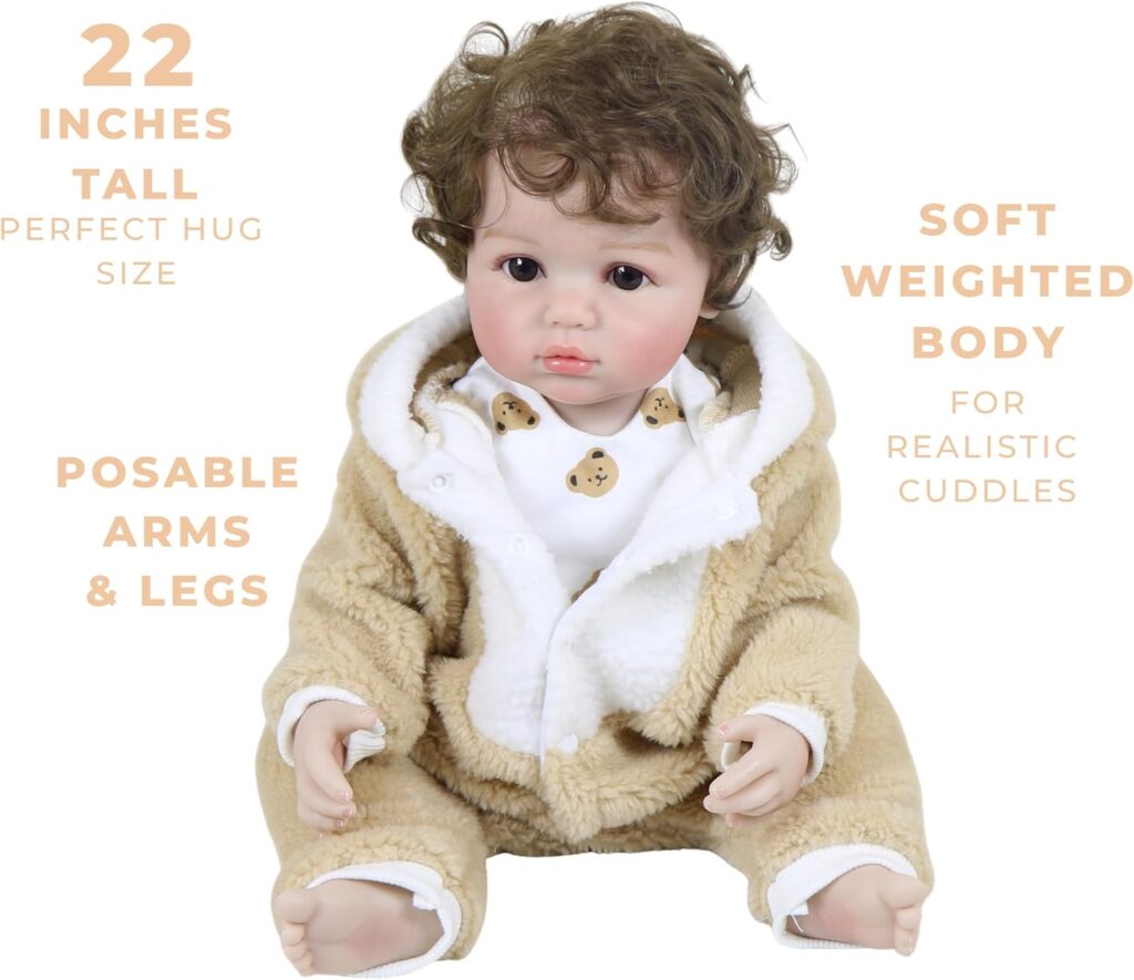 Baby Bear Oliver Reborn Doll – 22-Inch Lifelike Newborn with Bear Outfit
