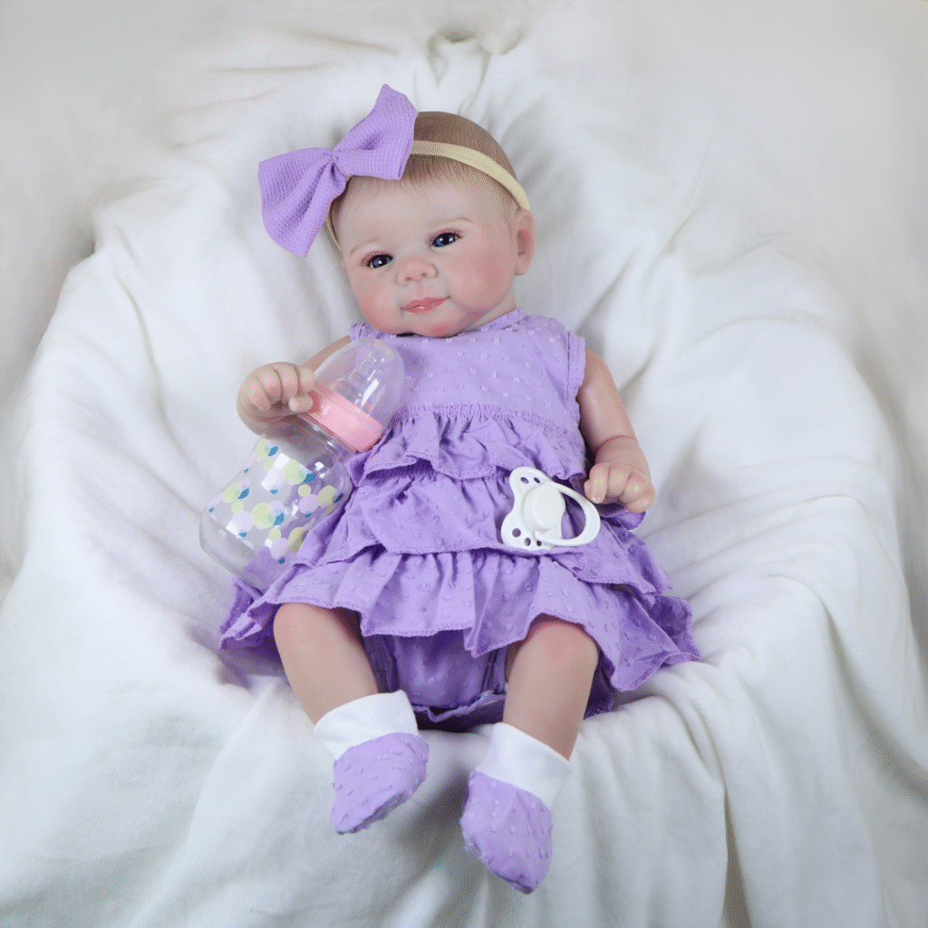 Baby Mia Reborn Baby Doll – 17-Inch Realistic Newborn with Weighted Cloth Body and Hand-Painted 3D Printed Vinyl Face