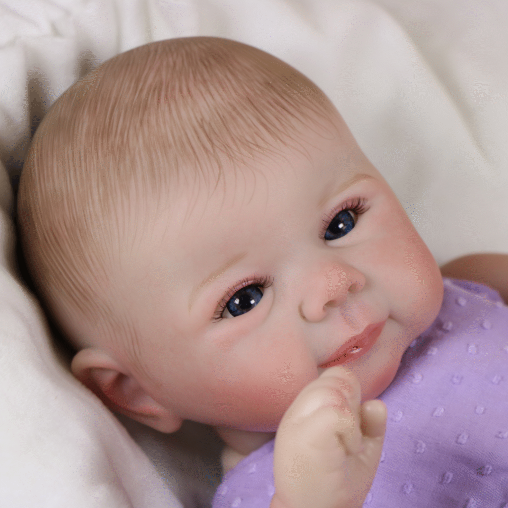 Baby Mia Reborn Baby Doll – 17-Inch Realistic Newborn with Weighted Cloth Body and Hand-Painted 3D Printed Vinyl Face