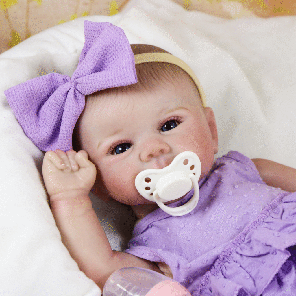 Baby Mia Reborn Baby Doll – 17-Inch Realistic Newborn with Weighted Cloth Body and Hand-Painted 3D Printed Vinyl Face