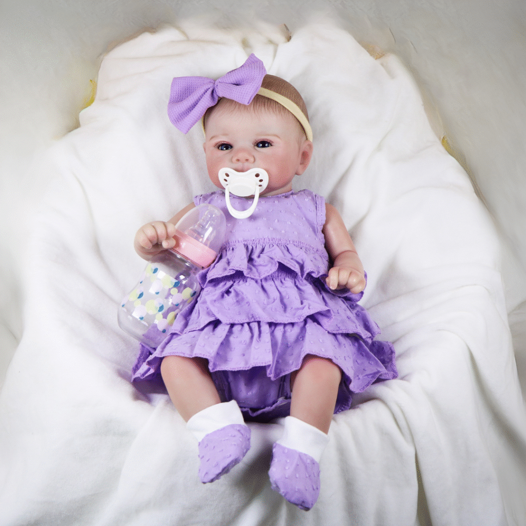 Baby Mia Reborn Baby Doll – 17-Inch Realistic Newborn with Weighted Cloth Body and Hand-Painted 3D Printed Vinyl Face