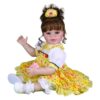 Bella Sunshine Reborn Toddler Doll – 22-Inch Realistic Full Vinyl Girl with Brown Hair and Floral Dress