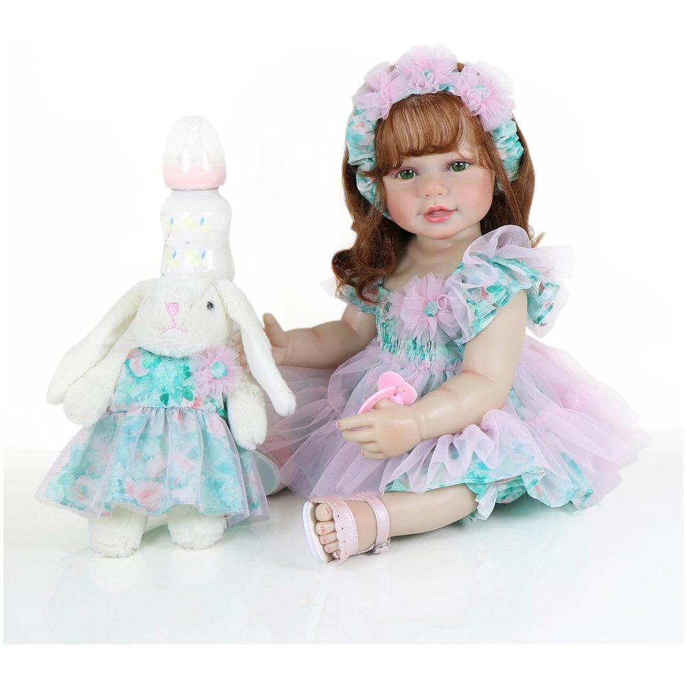 Garden Play Reborn Toddler Doll – 22-Inch Lifelike Redhead with Bunny Plush