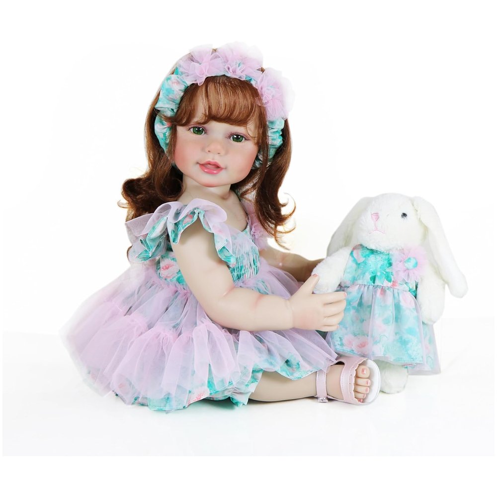 Garden Play Reborn Toddler Doll – 22-Inch Lifelike Redhead with Bunny Plush