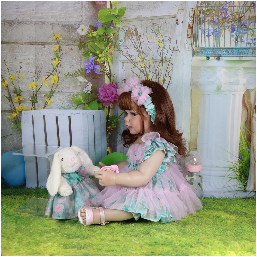 Garden Play Reborn Toddler Doll – 22-Inch Lifelike Redhead with Bunny Plush