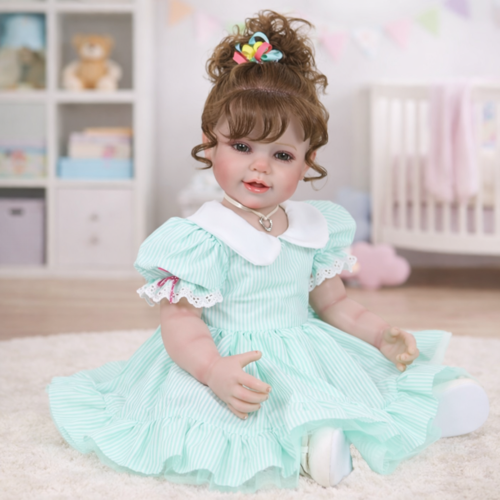 Festive Happy Birthday Girl 22-inch reborn toddler complete gift set with heart necklace magnetic pacifier cupcake dress and baby bottle