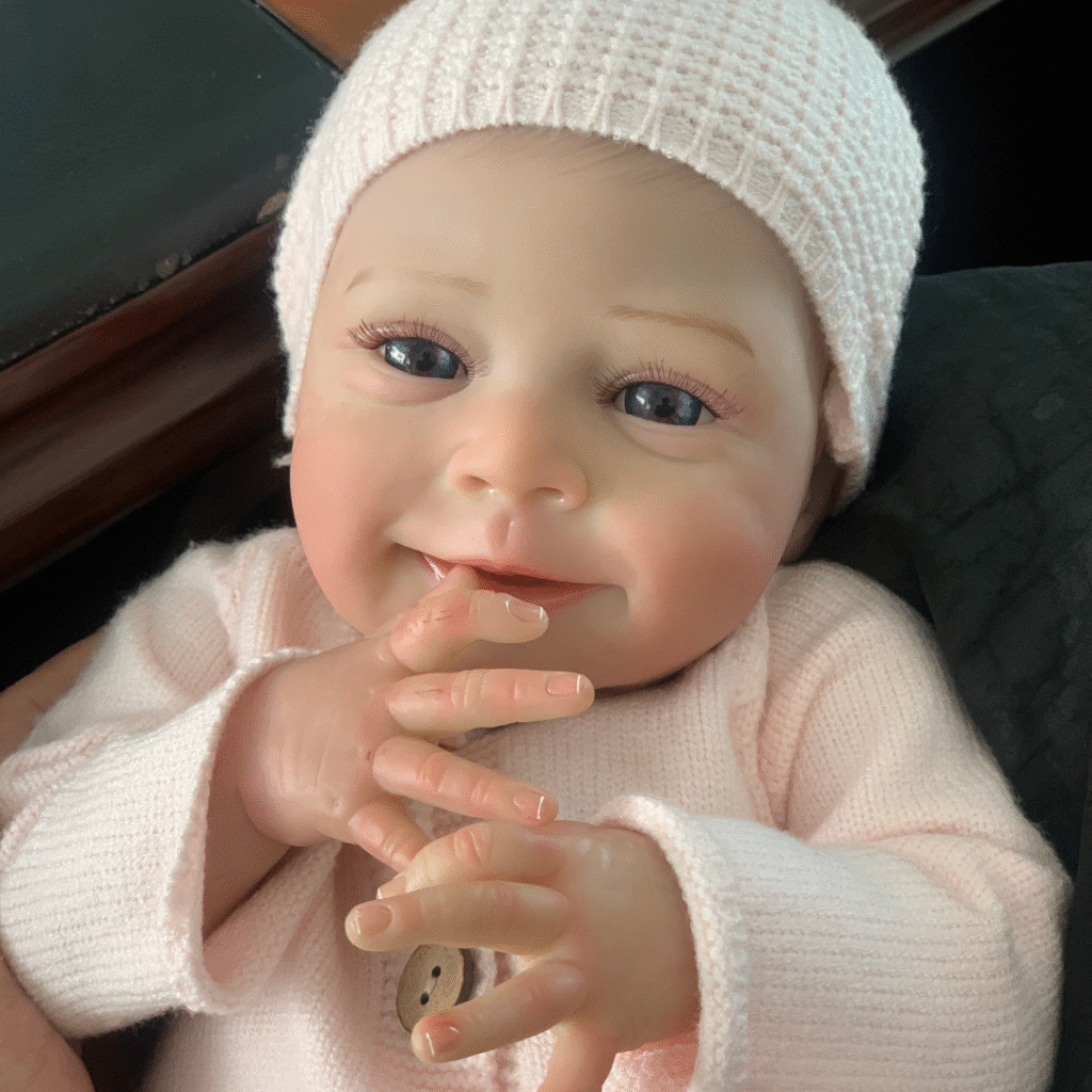 Lily Mae Reborn Baby Doll – 18-Inch Realistic Newborn with Weighted Fabric Body and Hand-Painted Hair