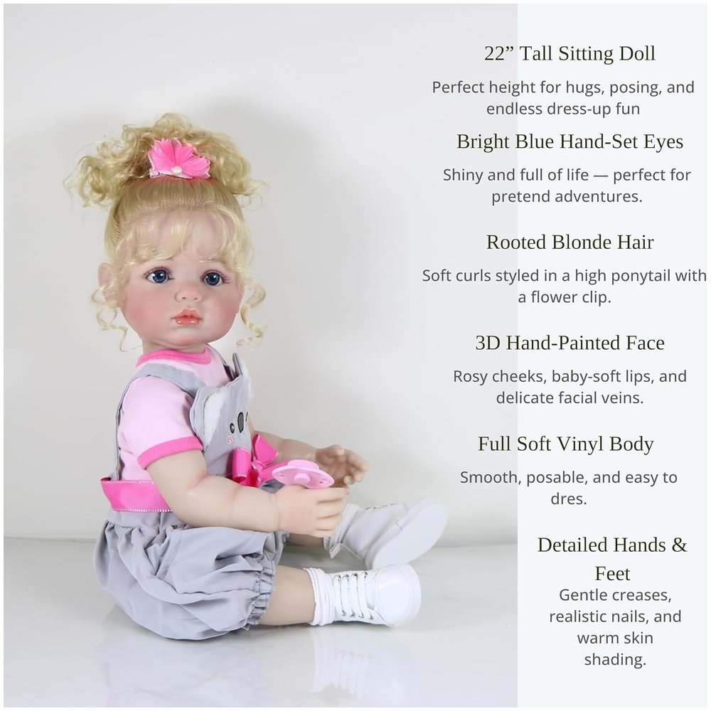 Luna Mae Reborn Doll – 22-Inch Lifelike Toddler Girl with Koala Outfit