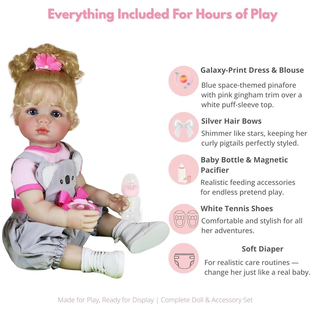 Luna Mae Reborn Doll – 22-Inch Lifelike Toddler Girl with Koala Outfit