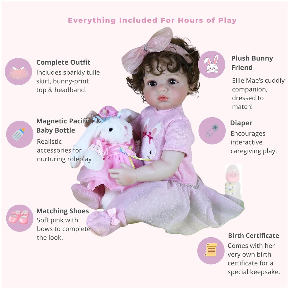 Mila Grace & Bunny Reborn Toddler Doll – Full Vinyl Realism