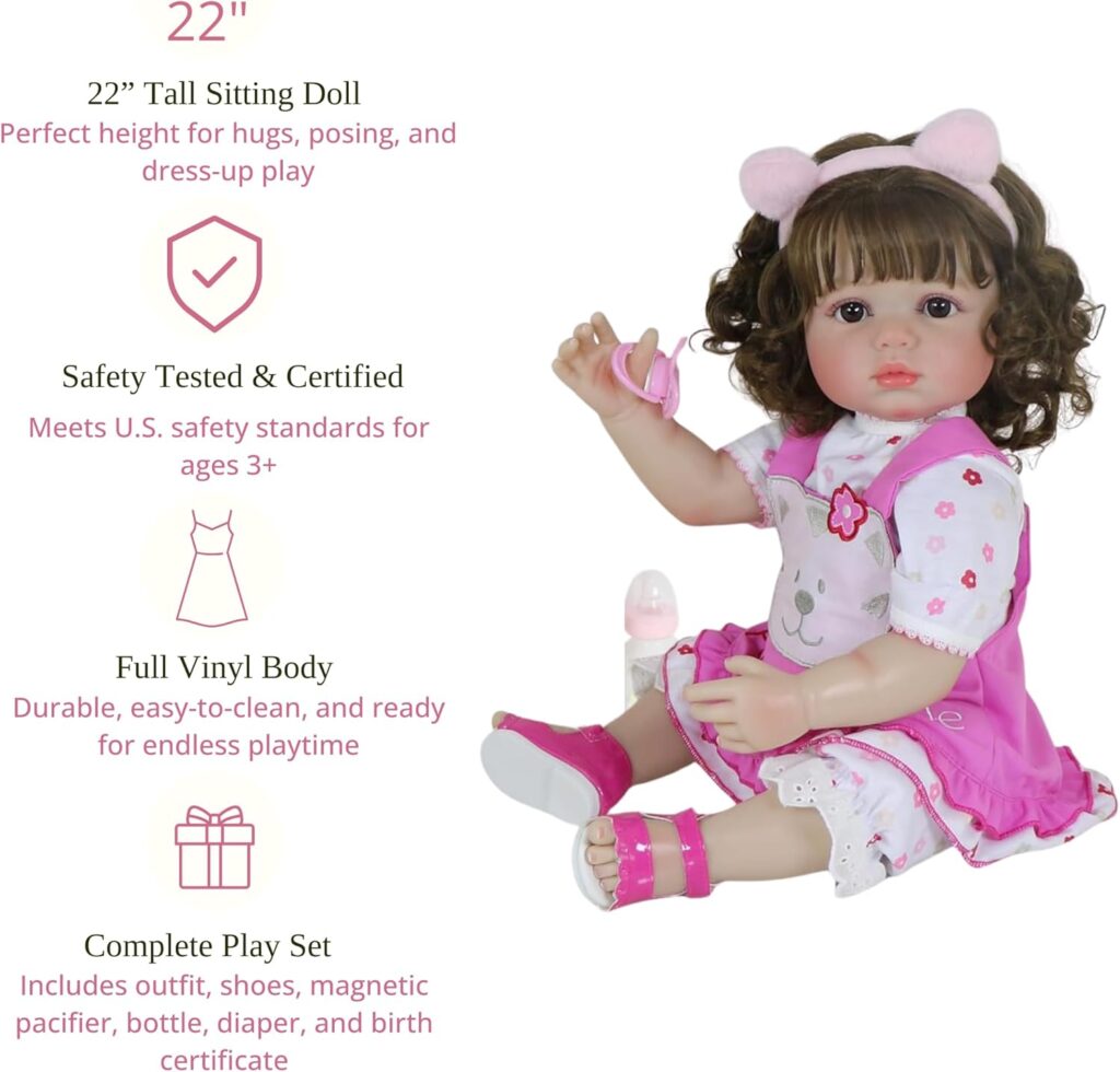 Purrfect Kitty Playtime Baby Doll – 22-Inch Lifelike Toddler with Cat Outfit