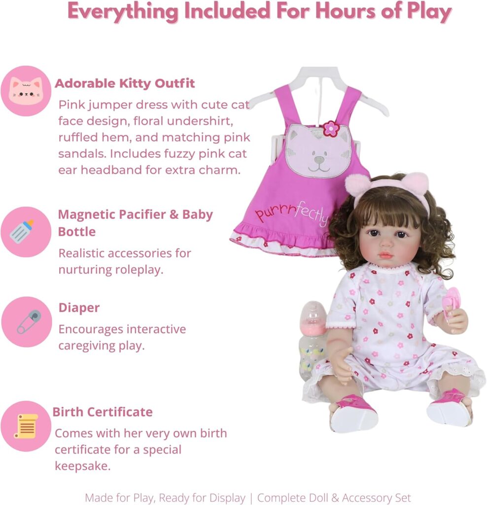 Purrfect Kitty Playtime Baby Doll – 22-Inch Lifelike Toddler with Cat Outfit