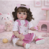 Charming Purrfect Kitty Playtime 22-inch reborn toddler infographic showing 3D hand-painted face rooted hair and full vinyl poseable body