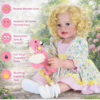 Radiant Sunny Flamingo Girl reborn toddler features including 3D hand-painted face details rooted blonde curls and full vinyl body