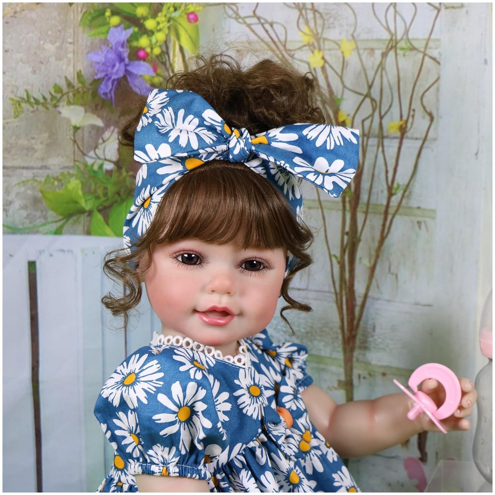 Sweet Daisy Dreams Reborn Toddler Doll – 22-Inch Lifelike Brown-Haired Beauty