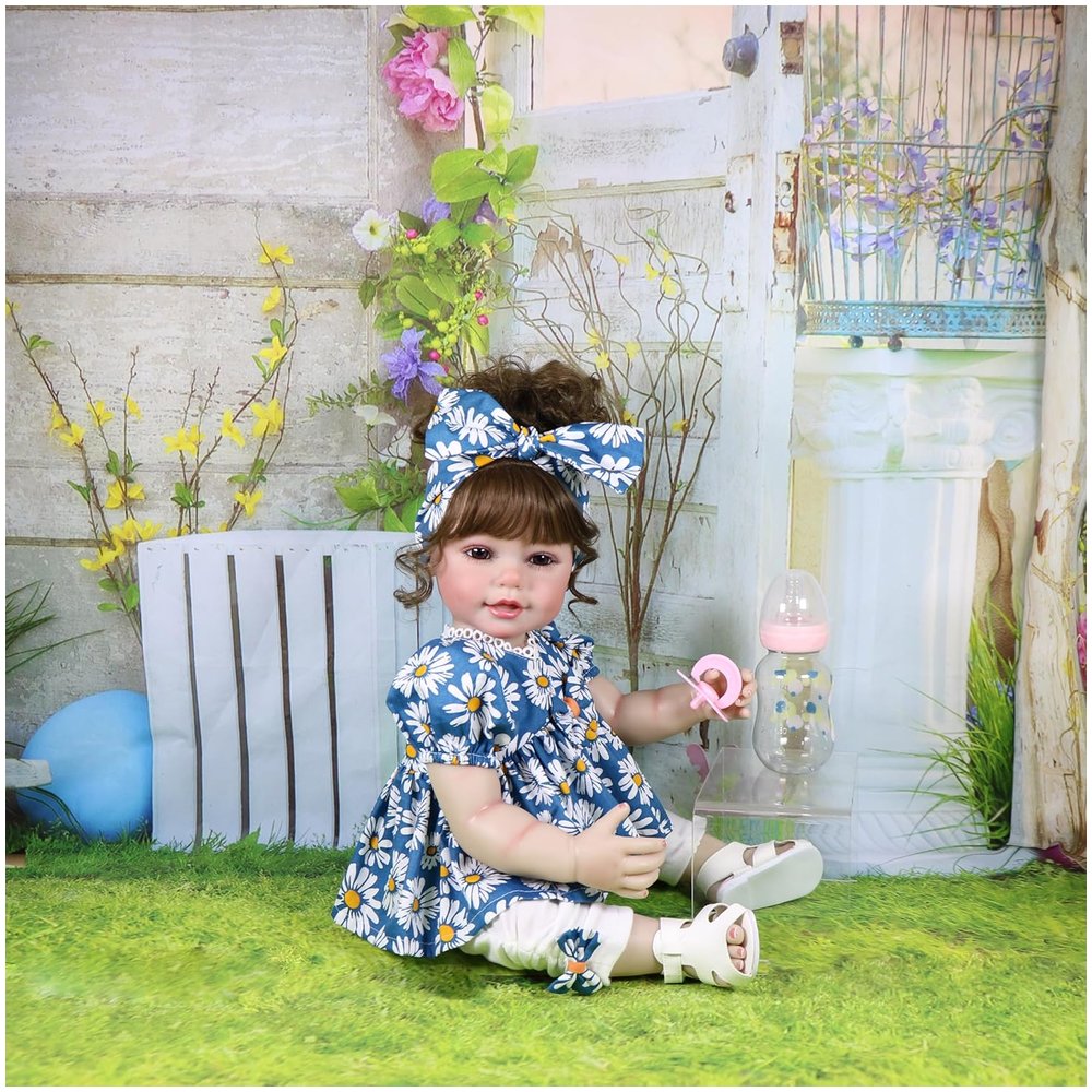 Sweet Daisy Dreams Reborn Toddler Doll – 22-Inch Lifelike Brown-Haired Beauty