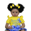 Sweet Sunshine Daisy 25 inch reborn toddler doll with curly hair puff pigtails and bright yellow outfit