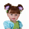 Heartwarming detail of Meadow Grace’s red pigtails and enchanting purple flower headbands for unrivaled styling play.
