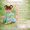 Everything included with Meadow Grace: fairy-inspired dress, magnetic pacifier, bottle, and birth certificate for heartwarming play.