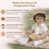 Charlie Brooks 22 inch reborn toddler doll with rooted brown hair, soft vinyl poseable body and schoolboy outfit features