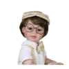 Charlie Brooks lifelike reborn doll wearing plaid cap and bow tie, realistic toddler boy features