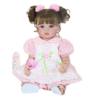Clara Bloom 22 inch reborn toddler doll full vinyl body wearing pink and white lace dress with accessories