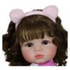 realistic reborn baby doll Purrfectly kitty close up face with curly hair