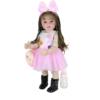 22 inch reborn toddler doll pink sequin dress bow headband white background