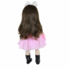 reborn toddler doll back view long rooted brown hair pink dress and boots