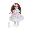 Sweet Curly Sunshine reborn toddler doll with curly brunette hair and playful outfit with bottle accessory