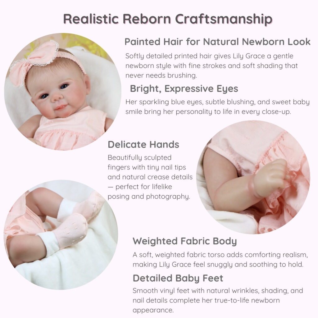 Lily Grace Reborn Baby – 17" Lifelike Newborn with Painted Hair