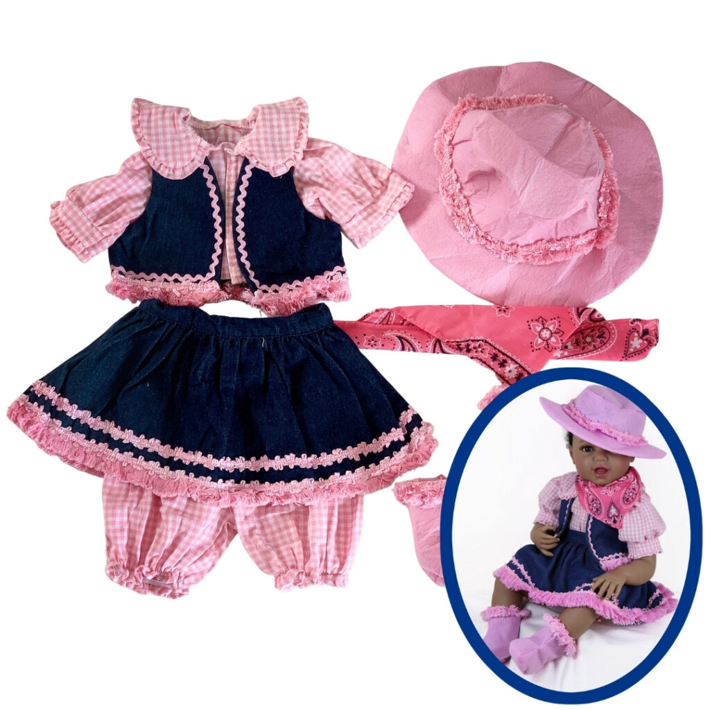 Pink Cowgirl Western Outfit for Reborn Dolls – Fits 25-Inch Dolls