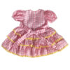 Pink Gingham Ruffle Dress Set with Bloomers & Bow – Reborn Doll Outfit (0–3 Month Size)
