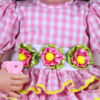 Pink Gingham Ruffle Dress Set with Bloomers & Bow – Reborn Doll Outfit (0–3 Month Size)