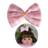 Pink Gingham Ruffle Dress Set with Bloomers & Bow – Reborn Doll Outfit (0–3 Month Size)