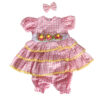 Pink Gingham Ruffle Dress Set with Bloomers & Bow – Reborn Doll Outfit (0–3 Month Size)